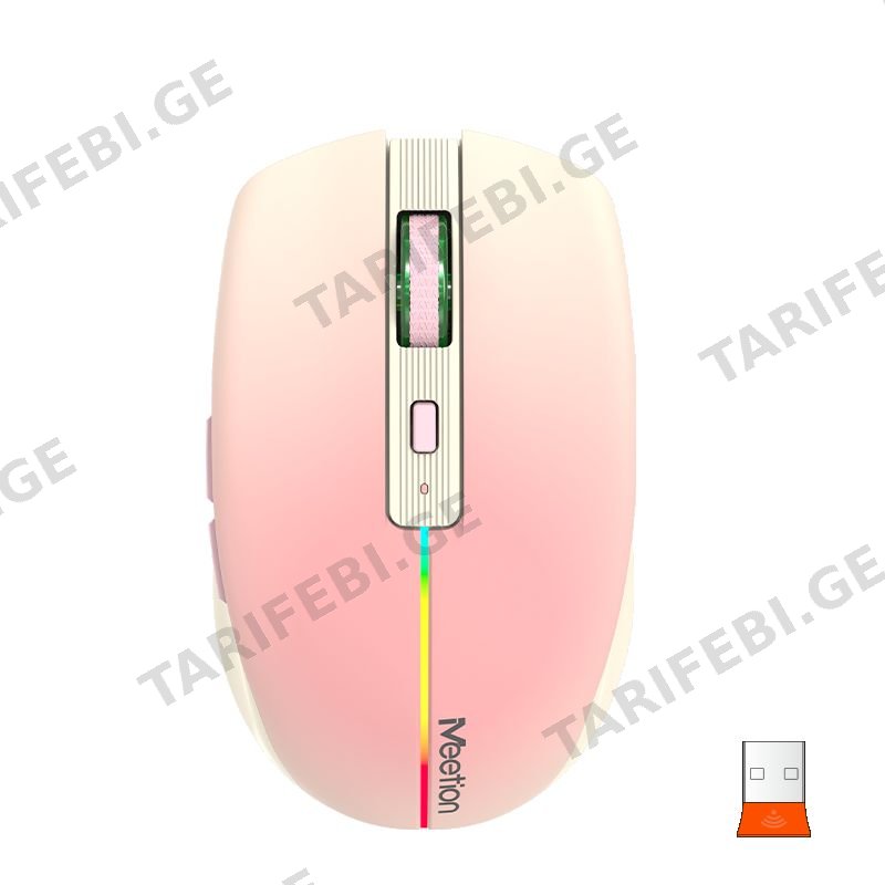 მაუსი MeeTion BTM002 Pink 2.4G+Bluetooth Office Mouse