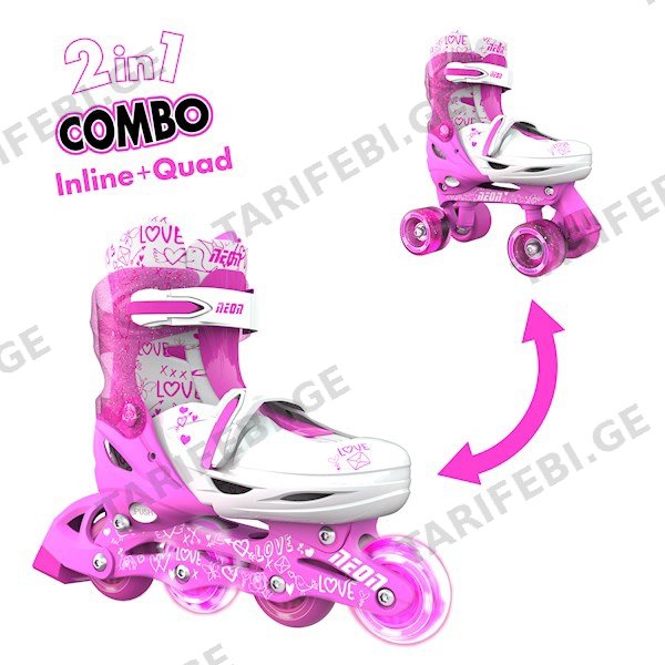 როლიკები Neon NT09P4 Combo Skates 2-in-1 (Size 30-33) Pink