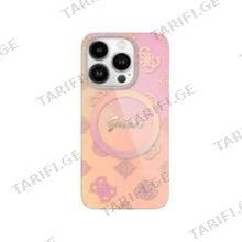 Guess Magsafe IML Gradient Hard Case With Peony Pattern iPhone 16 Pro GUOHMP16LHPOGCSP Pink მობილური ტელეფონის ქეისი