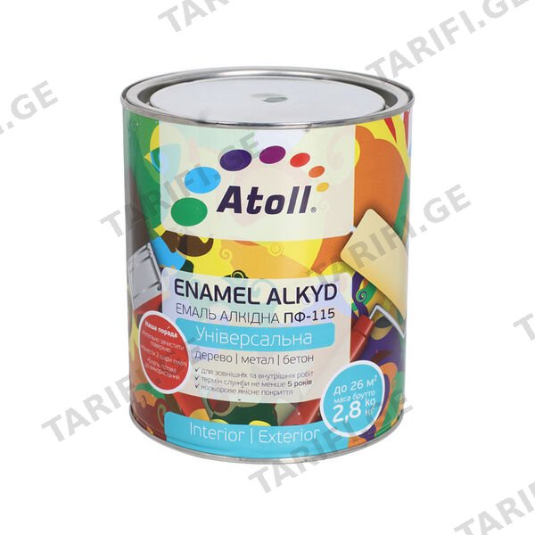 2.6კგ ემალის საღებავი ზურმუხტი ATOLL ПФ-115
