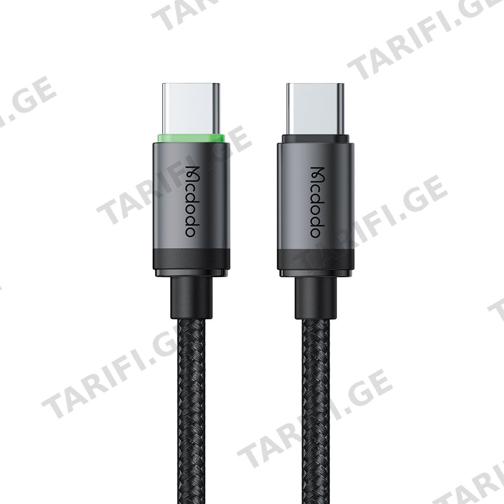 კაბელი Mcdodo 60W USB-C to USB-C Cable with Charging Light 1m CA-4410