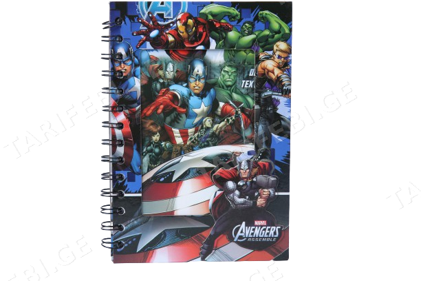 ბლოკნოტი ცალხაზიანი 54 ფურცელი Avengers Marvel 3D ყდით