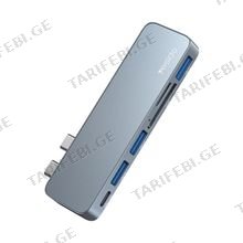 Yesido HB10 6in1 გადამყვანი ჰაბი USB-C to TF/SD + USB 3.0/2.0+PD