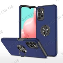 Samsung Galaxy A72 Elit Ring Case სილიკონის ქეისი ბეჭდით - მუქი ლურჯი