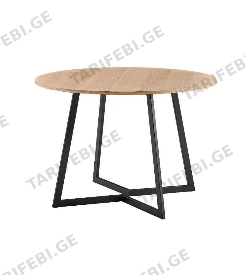 სამზარეულოს მაგიდა მრგვალი DT086 MDF ASH WOOD VENEER ზომა 110*75