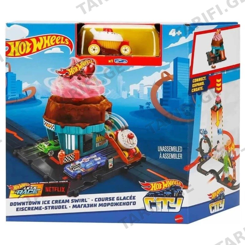 სათამაშო სანაყინე MATTEL HOT WHEELS CITY DOWNTOWN ICE CREAM SHOP HKX38