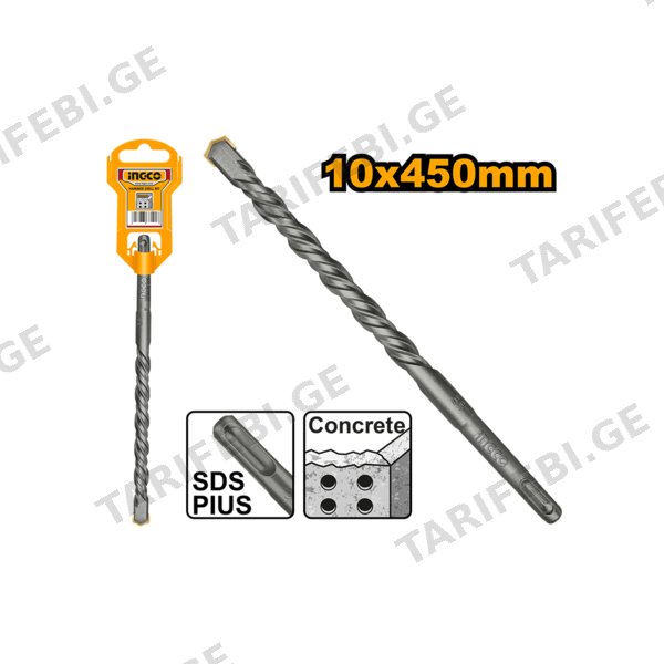 ბეტონის ბურღი 10X450 მმ SDS+ DBH1211006 INGCO