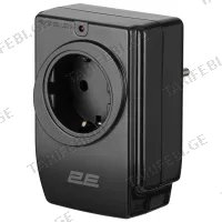 ადაპტერი 2E 2E-AD120U, 1 SOCKET, USB-A, POWER ADAPTER WITH SURGE PROTECTION, BLACK
