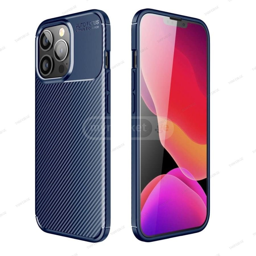 კარბონის ქეისი iPhone 13 Pro Focus Carbon Case - მუქი ლურჯი