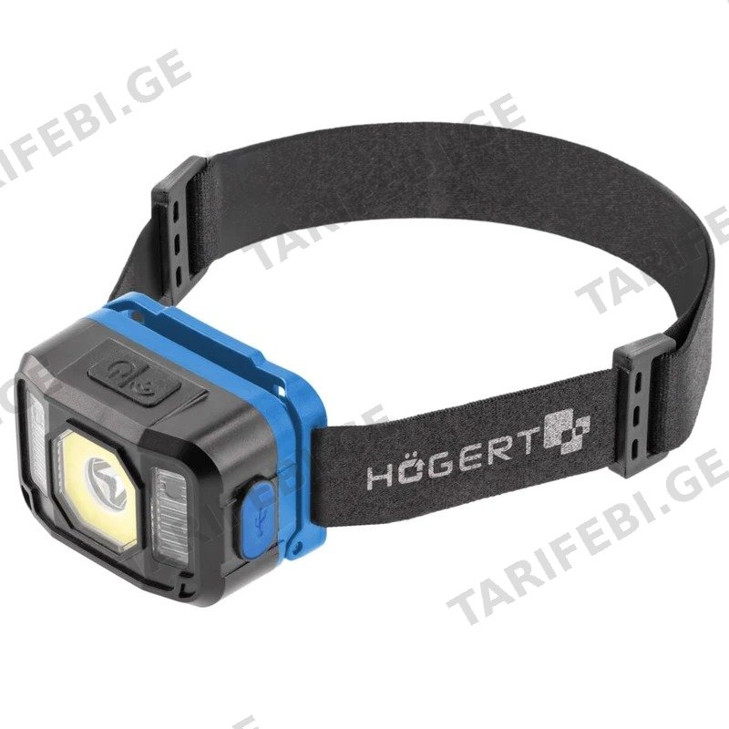 თავზე სამაგრი სამუშაო ფანარი HOGERT HT1E422 USB დამუხტვადი 7 ფუნქციით