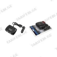 IN-CAR THREE SOCKETS 1519 მანქანის დამტენის გადამყვანი 3 პორტით