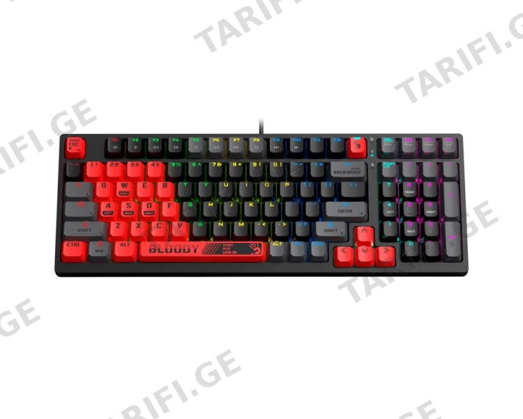 კლავიატურა A4tech Bloody S98 RGB Mechanical Gaming Keyboard Red Switch US Layout Sports Red