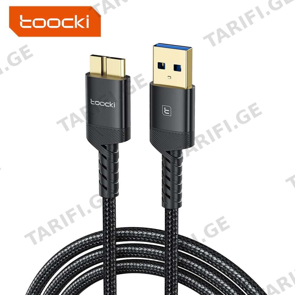 Micro-B USB კაბელი Toocki USB A to Micro-B USB 3.0 Cable, 1m, Black, TXCAMB-TYB01