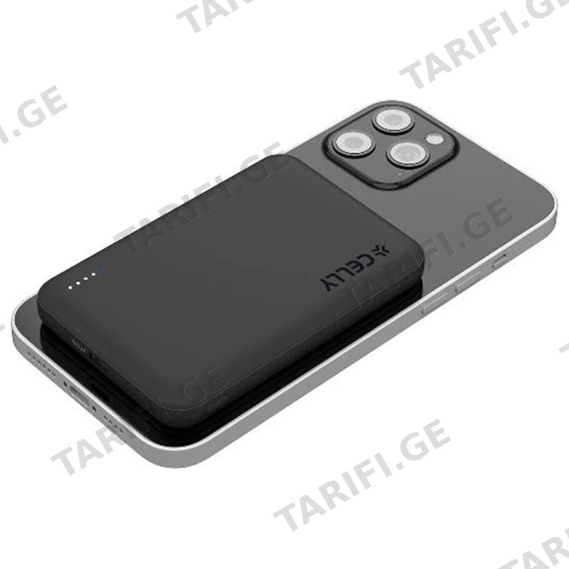 პორტატული დამტენი MAGSAFE CELLY MAGSAFE POWERBANK 5000MAH შავი