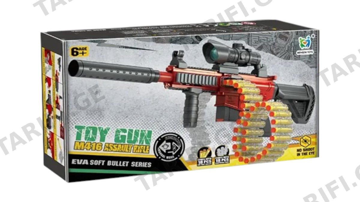 🎯 M416 Tactical Blaster — რბილი ტყვიების სათამაშო ავტომატი ოპტიკური სამიზნით