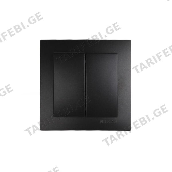 შავი ჩამრთველი 2-ნი TOURAN MAT BLACK One Way Double Switch (Commutator)
