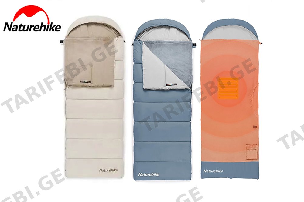 საძილე ტომარა USB გათბობით -1℃ / -7℃ / -25℃ Naturehike BE400