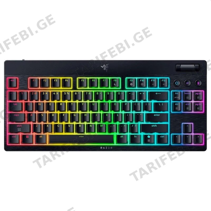 უსადენო გეიმინგ კლავიატურა RAZER BLACKWIDOW V4 LOW-PROFILE TKL HYPERSPEED, მექანიკური, შავი