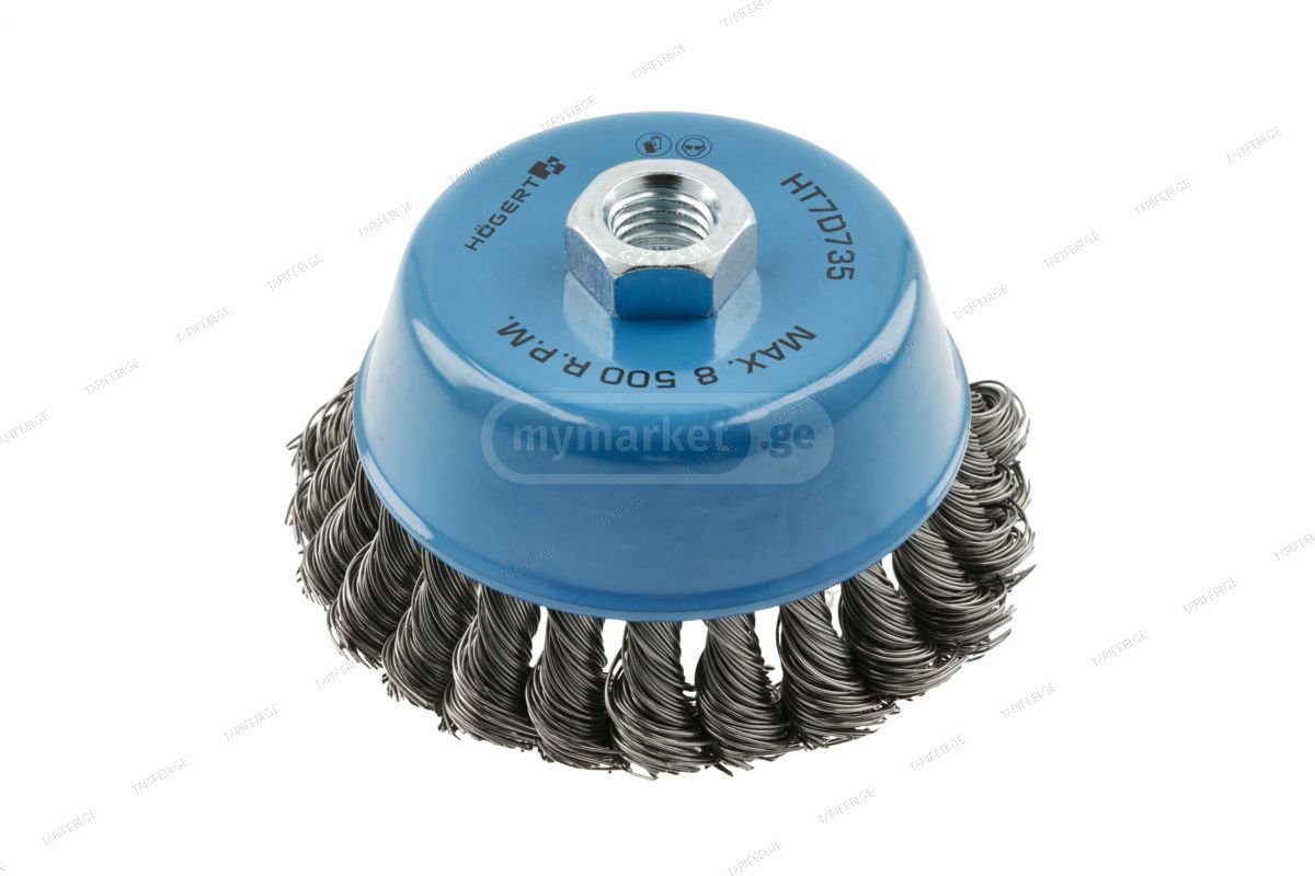 HT7D735 ჯაგრისი მეტალის 100 mm, M14, steel wire, 0.5mm