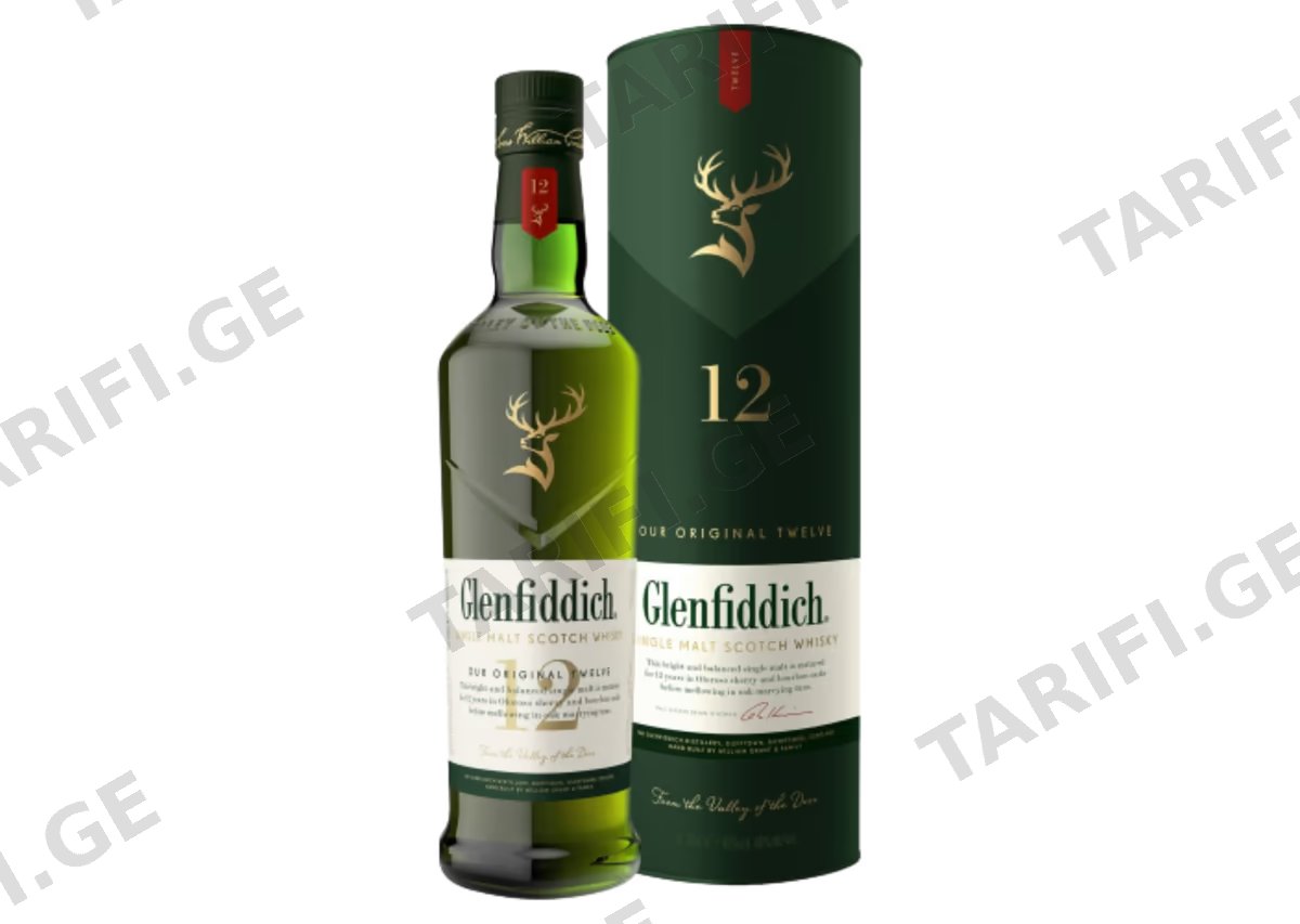 შოტლანდიური ერთალაოიანი ვისკი Glenfiddich, 12 წლიანი - 0.7L