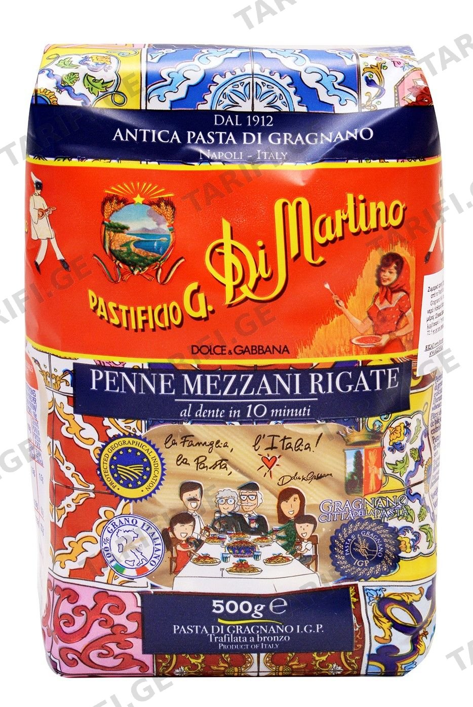 Di Martino - მაკარონი პენე რიგატე 12x500 გრ. Dolce&Gabbana