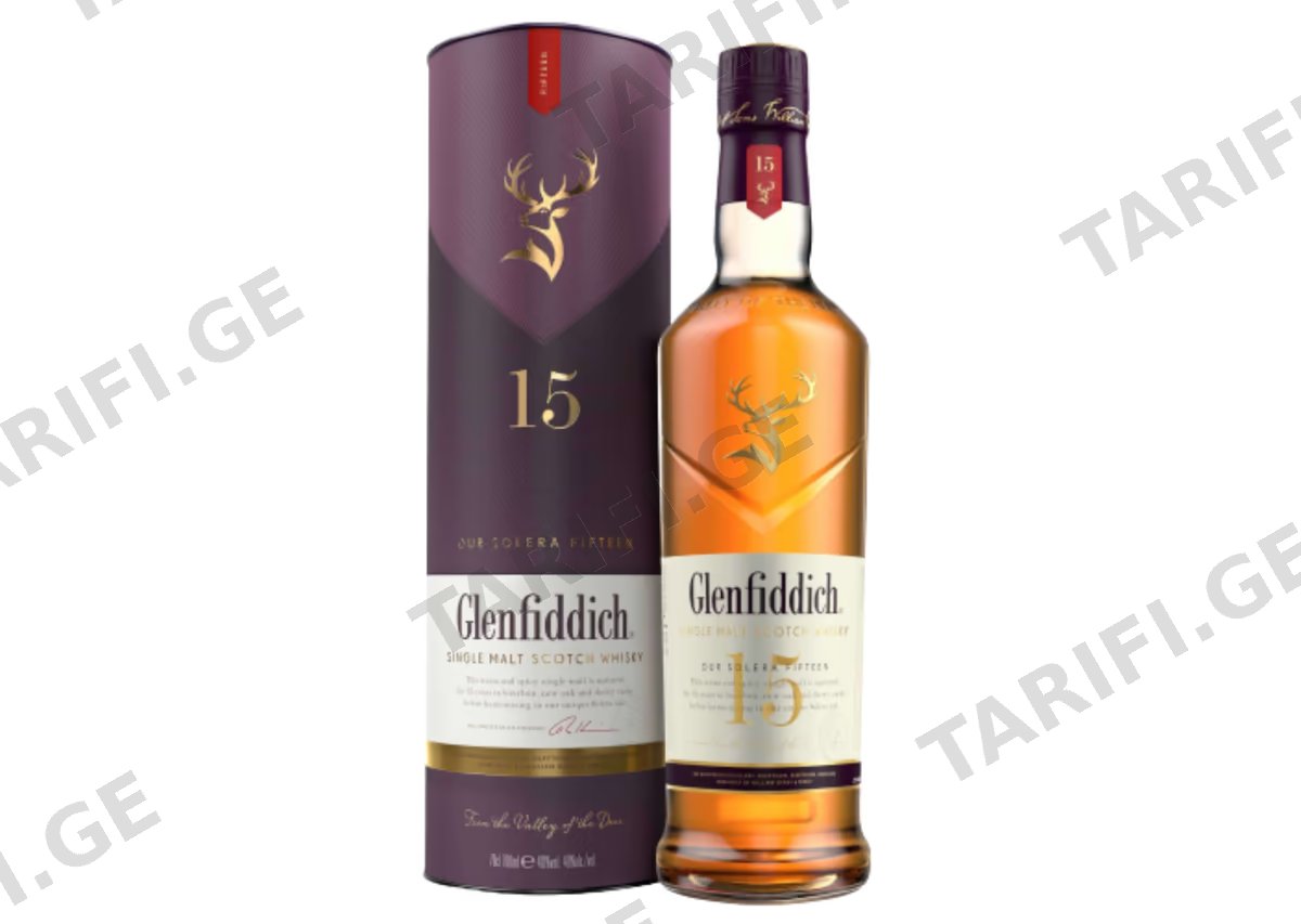 შოტლანდიური ერთალაოიანი ვისკი Glenfiddich, 15 წლიანი - 1L