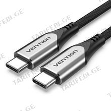 VENTION TAAHF Cotton Braided USB-C to USB-C 3.1 მობილურის კაბელი 1მ
