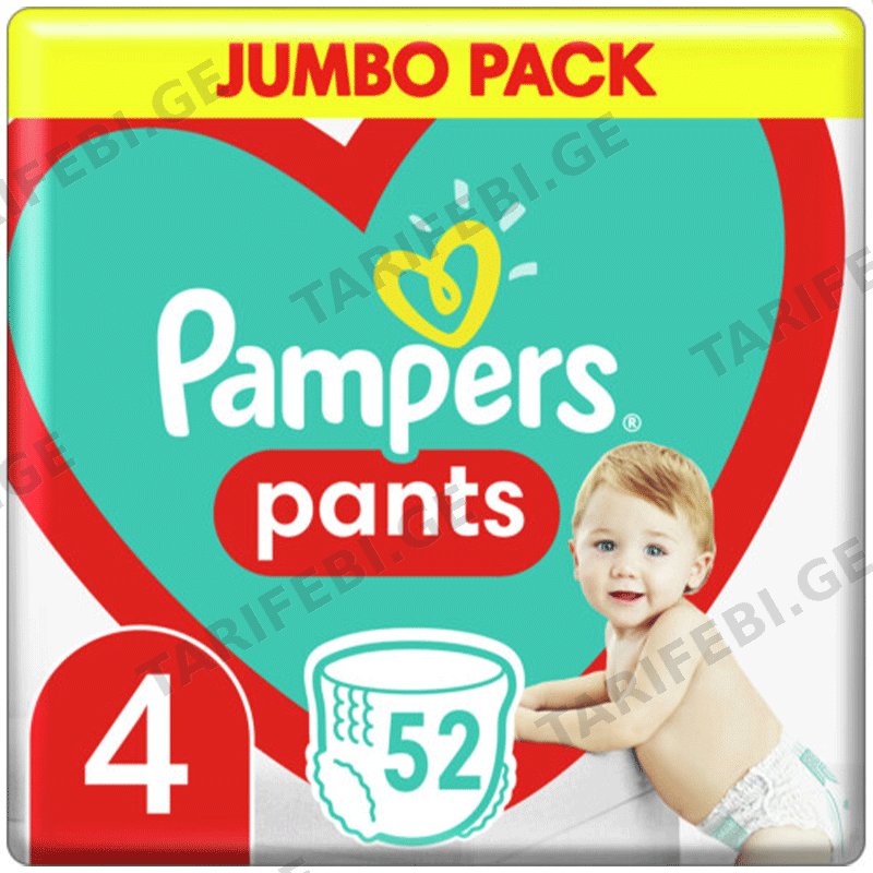 პამპერსის ბავშვის ტრუსი საფენი PA PT D6P S4 2X52 JP