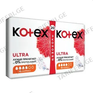 Kotex - ჰიგიენური საფენი ნორმალი 4 წვ - 16 ც