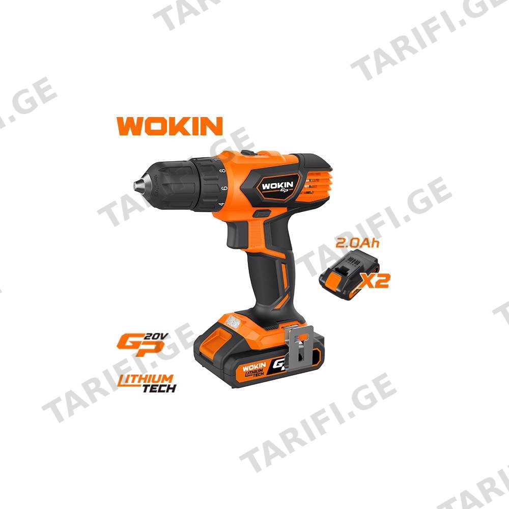 აკ. ბურღი-სახრახნისი Wokin 622035, 1500Rpm, 20V LI-ION CORDLESS DRILL Black/Orange