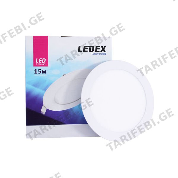 LED პანელური სანათი მრგვალი 15w 6500K LINUS