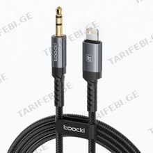 აუდიო ადაპტერი Toocki Lightning to 3.5mm AUX Audio Adapter Cable, 1M, Black