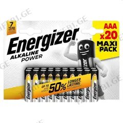 ელემენტი Energizer Alkaline Power AAA ტუტე 20 ცალი