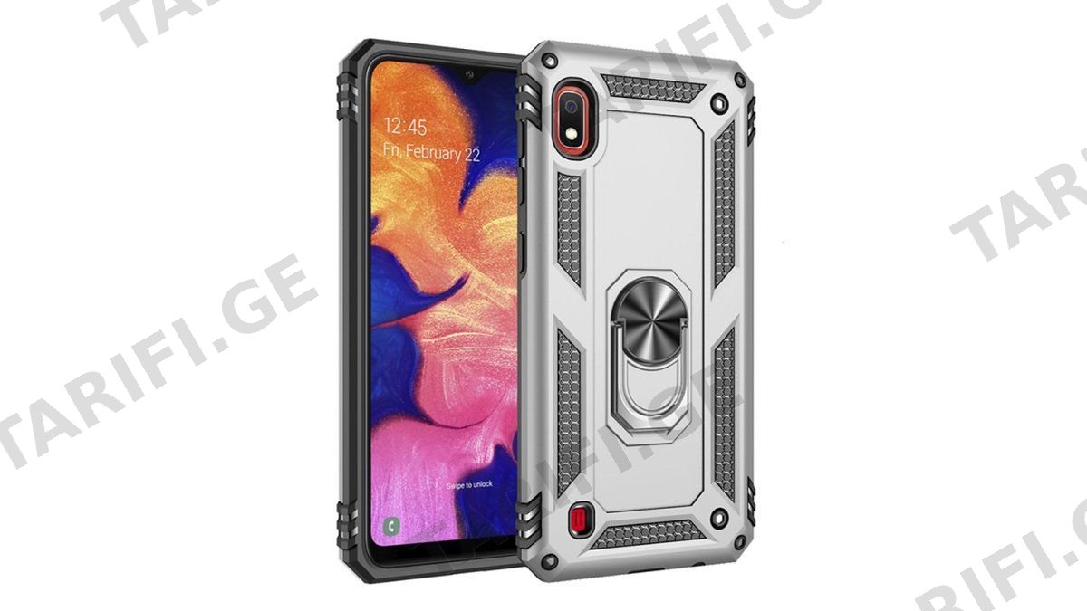 Samsung Galaxy A10 Sofia Ring Case სილიკონის ქეისი ბეჭდით - ვერცხლისფერი