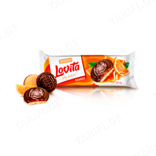 Lovita Jelly Cookies ჟელეს შიგთავსით ფორთოხლის არომატით 135გ /21ც