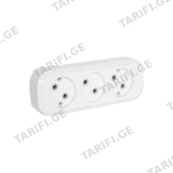 როზეტი 3-იანი თეთრი 2П დ/გ 10А 250В TDM SQ1806-0010