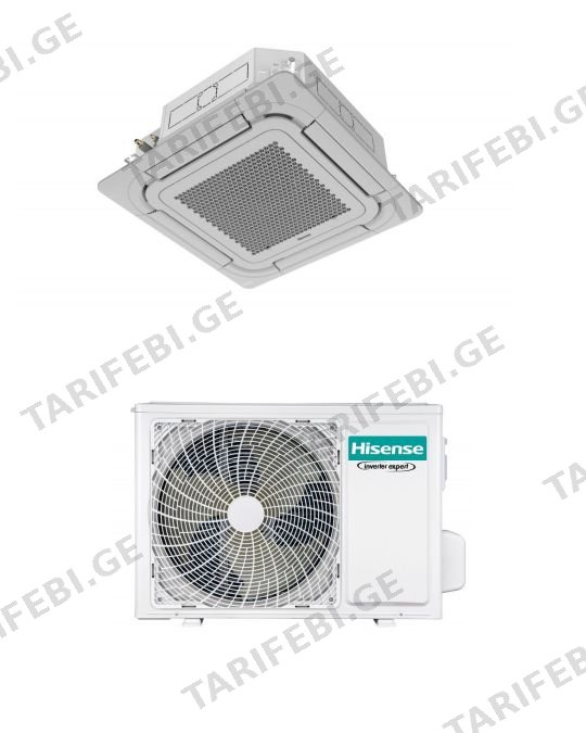 Hisense კასეტური კონდიციონერი AUC-36UR4RKC8 / AUW-36U4RK7 / PE-QFA/CD 120 ინვერტერი კასეტური შიდა და გარე ბლოკი