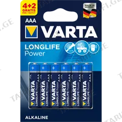 ელემენტი Varta Longlife Power Alkaline AAA 4+2 ც