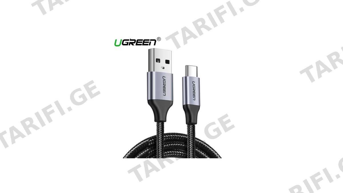 USB კაბელი Ugreen US288 (60126) USB 2.0 A to Type C, 1m, Black