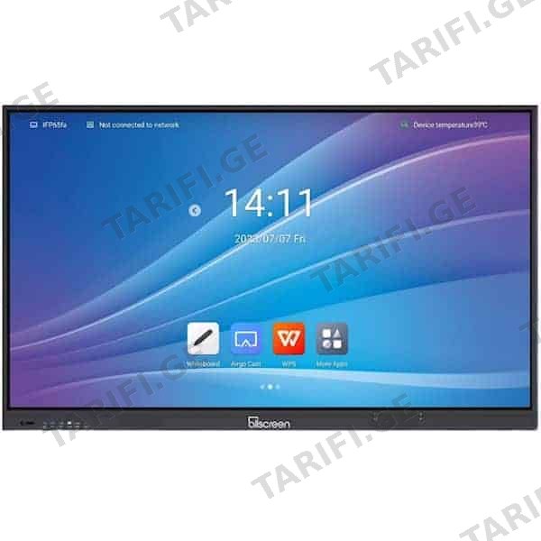 ინტერაქტიული ეკრანი, სმარტ ეკრანი Allscreen DW65HTV100 V2 T Series, 65”, Android 14, RAM 8GB, 128GB, Smart Board, Black