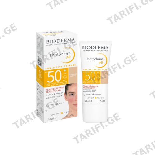 ბიოდერმა - PHOTODERM AR+ მზისგან დამცავი სახის კრემი SPF50+ შეფერილი მგრძნობიარე კანის 30მლ