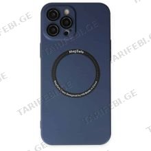 iPhone 12 Pro Max Jack Magsafe Case კამერის დაცვით სილიკონის ქეისი - მუქი-ლურჯი