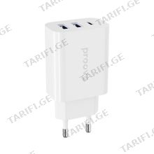 Wall Charger Proove Rapid 30W (2 USB + Type-C) white