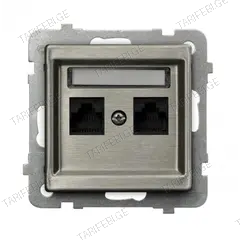 როზეტი კომპიუტერის Ospel Sonata GPK-2RM/K/m/37 RJ45 Cat 5e 2 განყოფილებიანი ფოლადისფერი