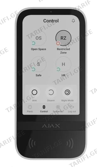 სენსორული კლავიატურა Ajax KeyPad TouchScreen (8EU) ASP White
