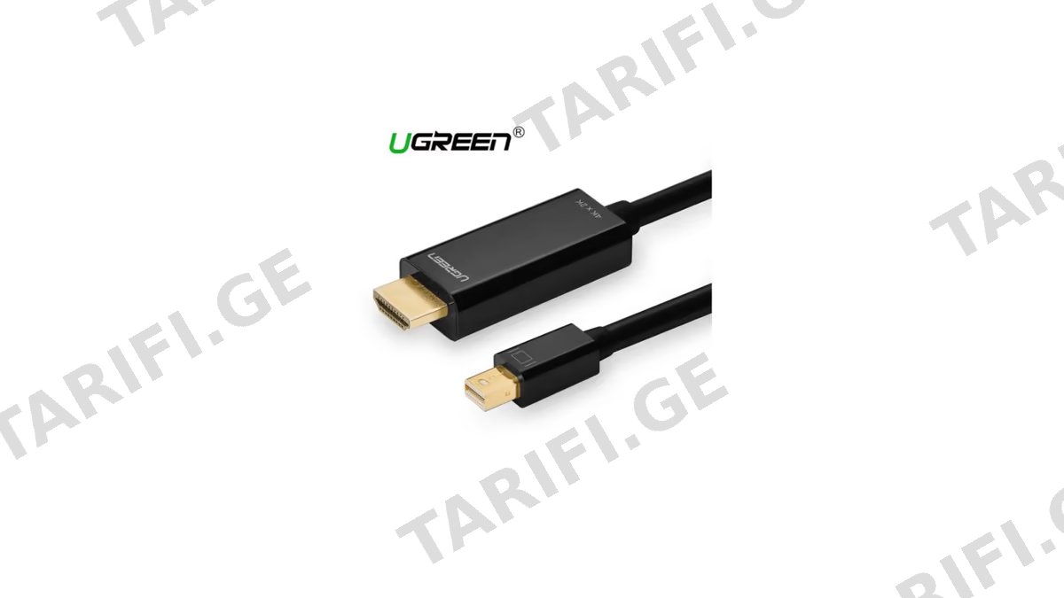 HDM კაბელი UGREEN MD101 (20848), mini DisplayPort to HDMI cable, 1.5m, Black