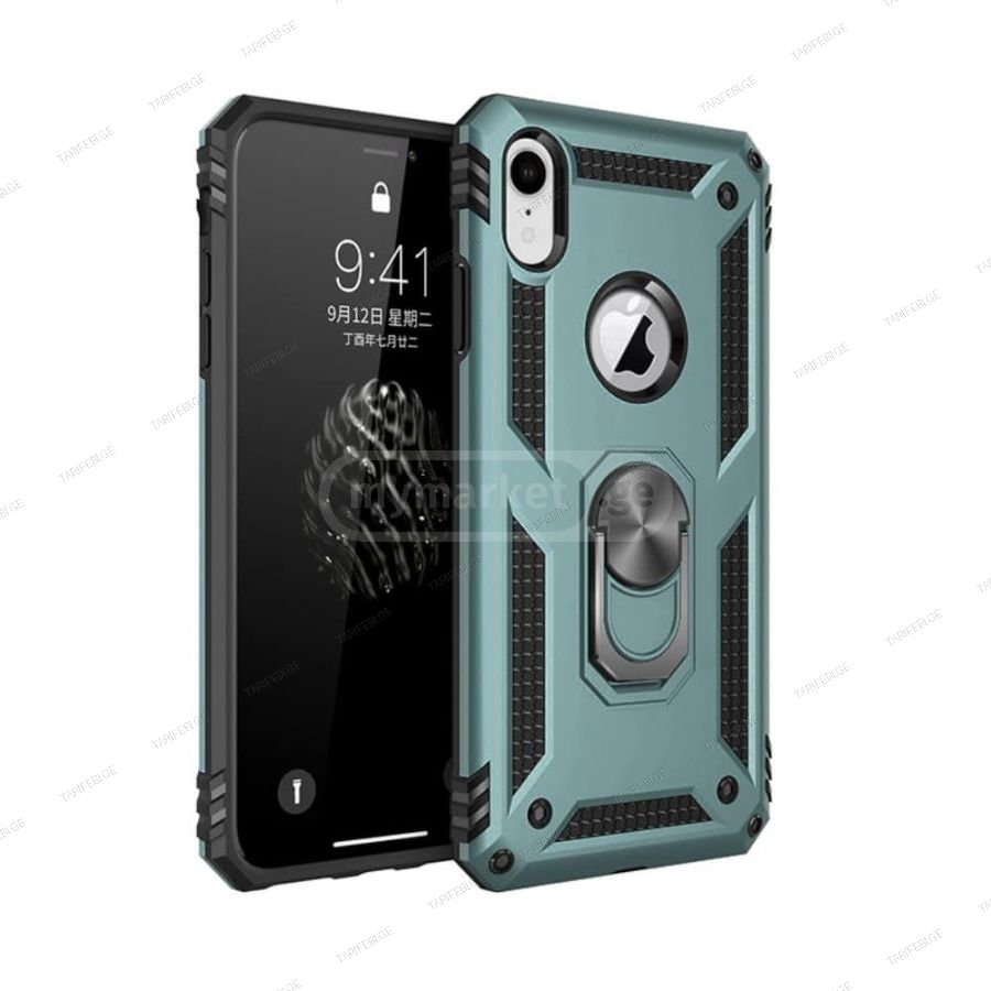 iPhone XR Sofia Ring Case სილიკონის ქეისი ბეჭდით - მწვანე