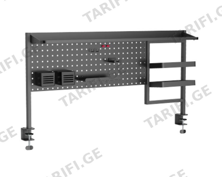 ორგანაიზერის თარო Vertex VX-PB-01B Clamp-On Multi-Purpose Pegboard Organizer Shelf (for 1200mm Desktops) Black