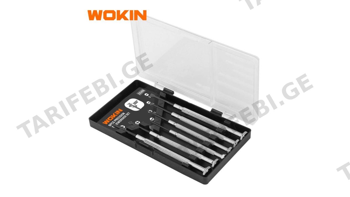 სახრახნისის ნაკრები Wokin 205806, 6Pcs Tool Set, PRECISION SCREWDRIVER SET Silver/Black