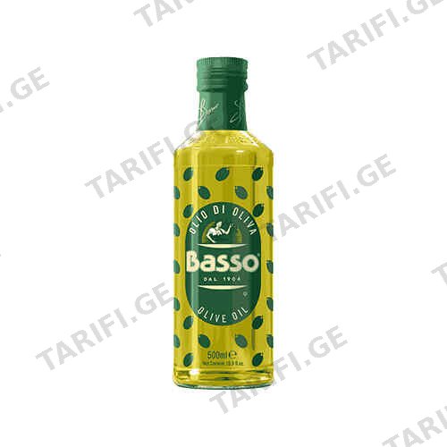 ზეთი ზეითუნის ცივი დაწურვის რაფინირებული Basso/ 500მლ